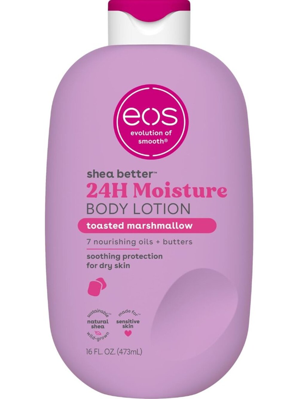 eos Shea Better Body Lotion Toasted Marshmallow, 24-Hour Moisture Skin Care